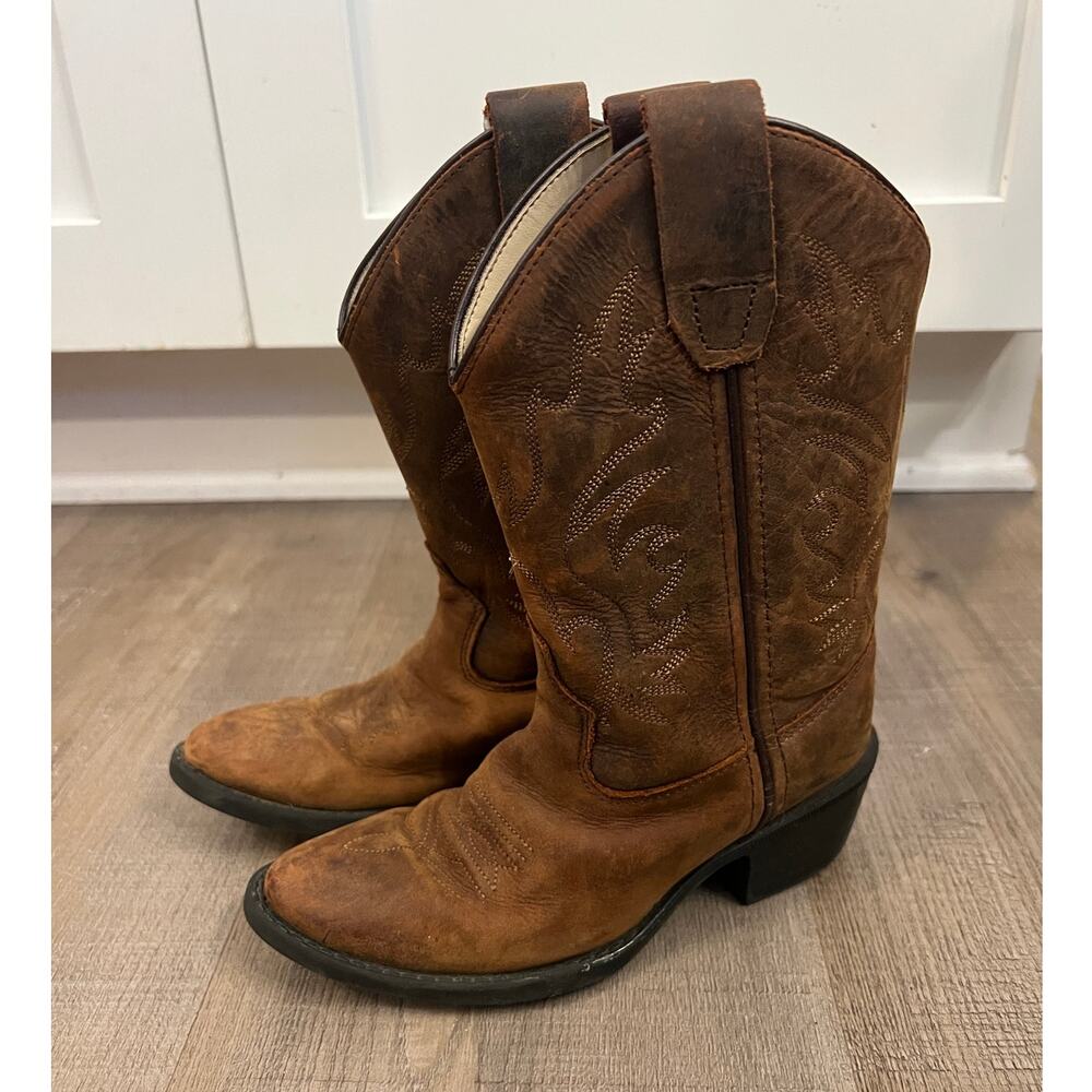 Old West Little Kids Brown Leather Cowboy Boots